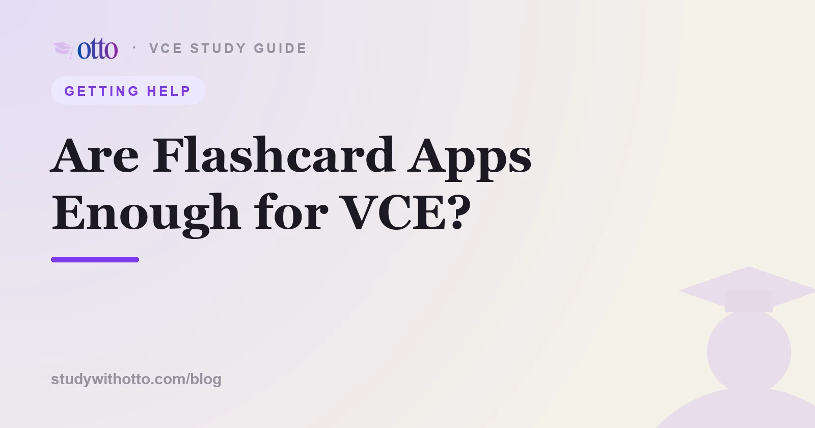 Flashcards beside a written VCE essay, on a cream background