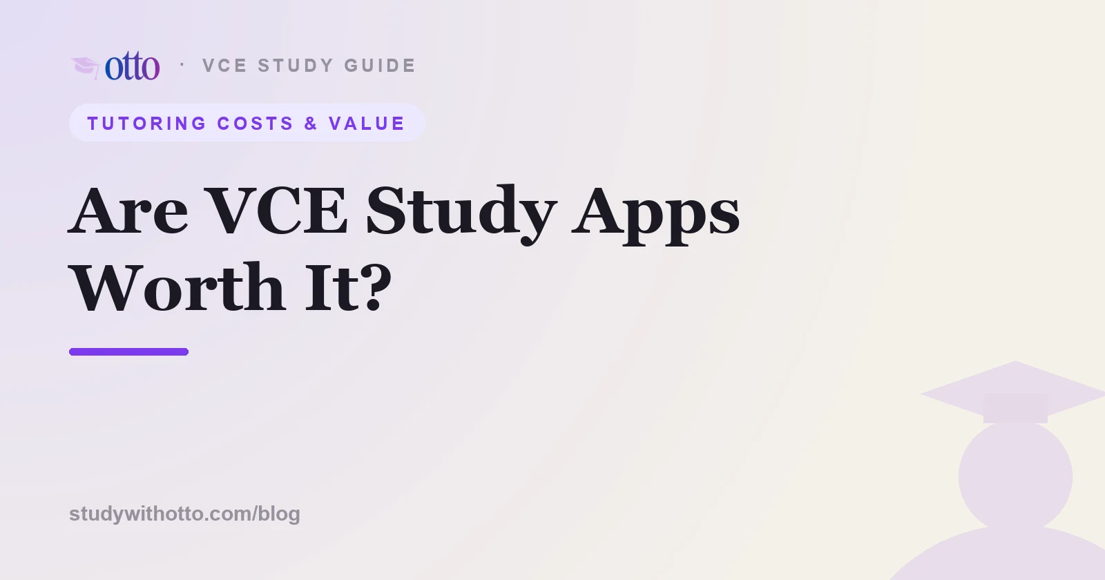 A scale weighing the value of a VCE study app, on a cream background