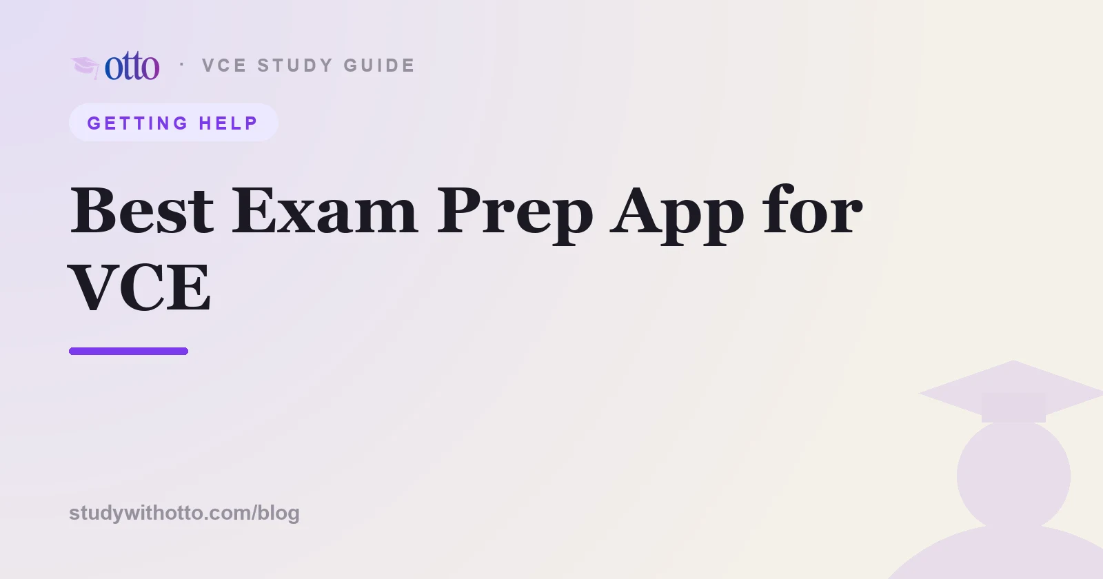 A phone showing a VCE exam-prep app with practice questions, on a cream background