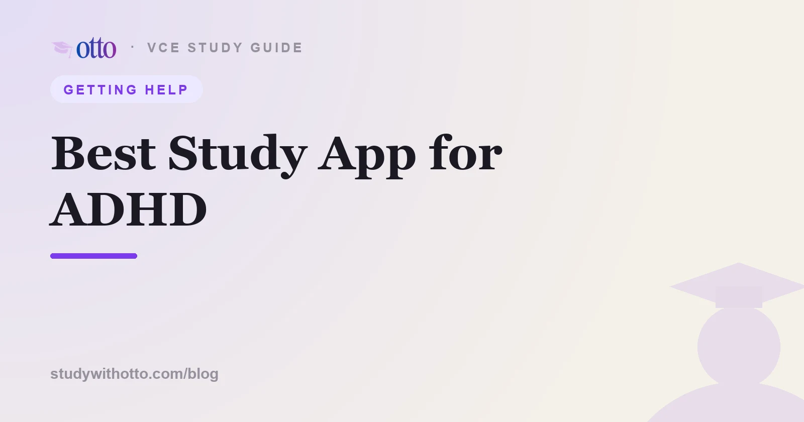 A focused, low-clutter study setup for an ADHD student, on a cream background