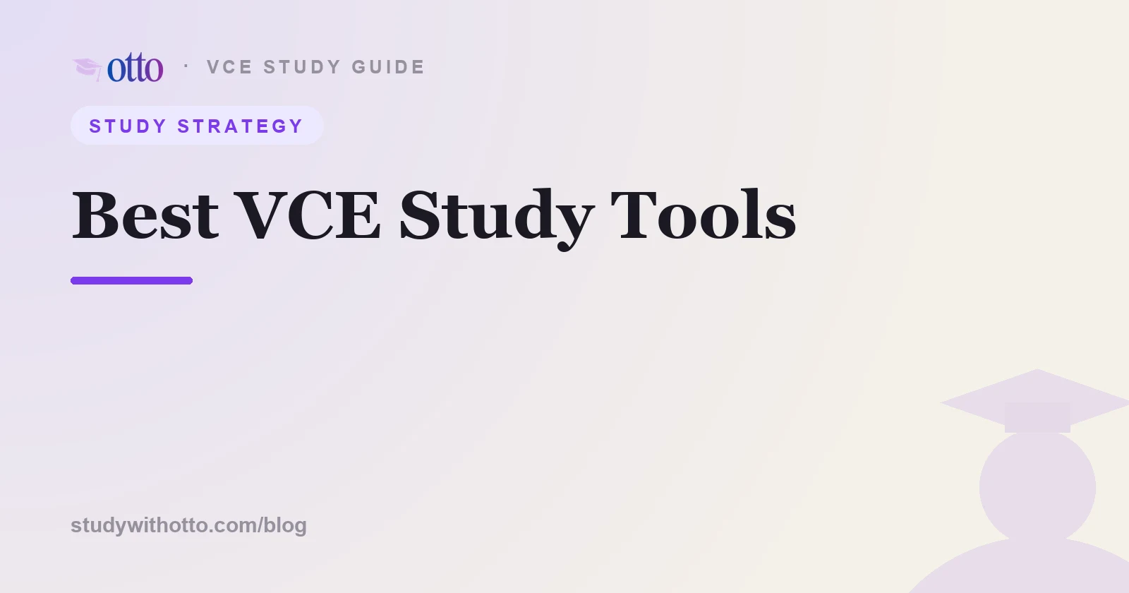 A collection of VCE study tools laid out, on a cream background