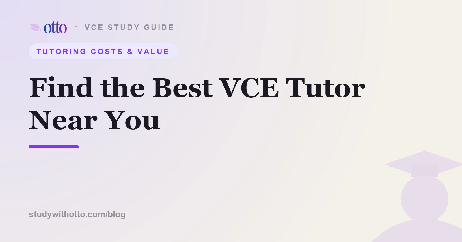 A map pin marking a local VCE tutor, on a cream background