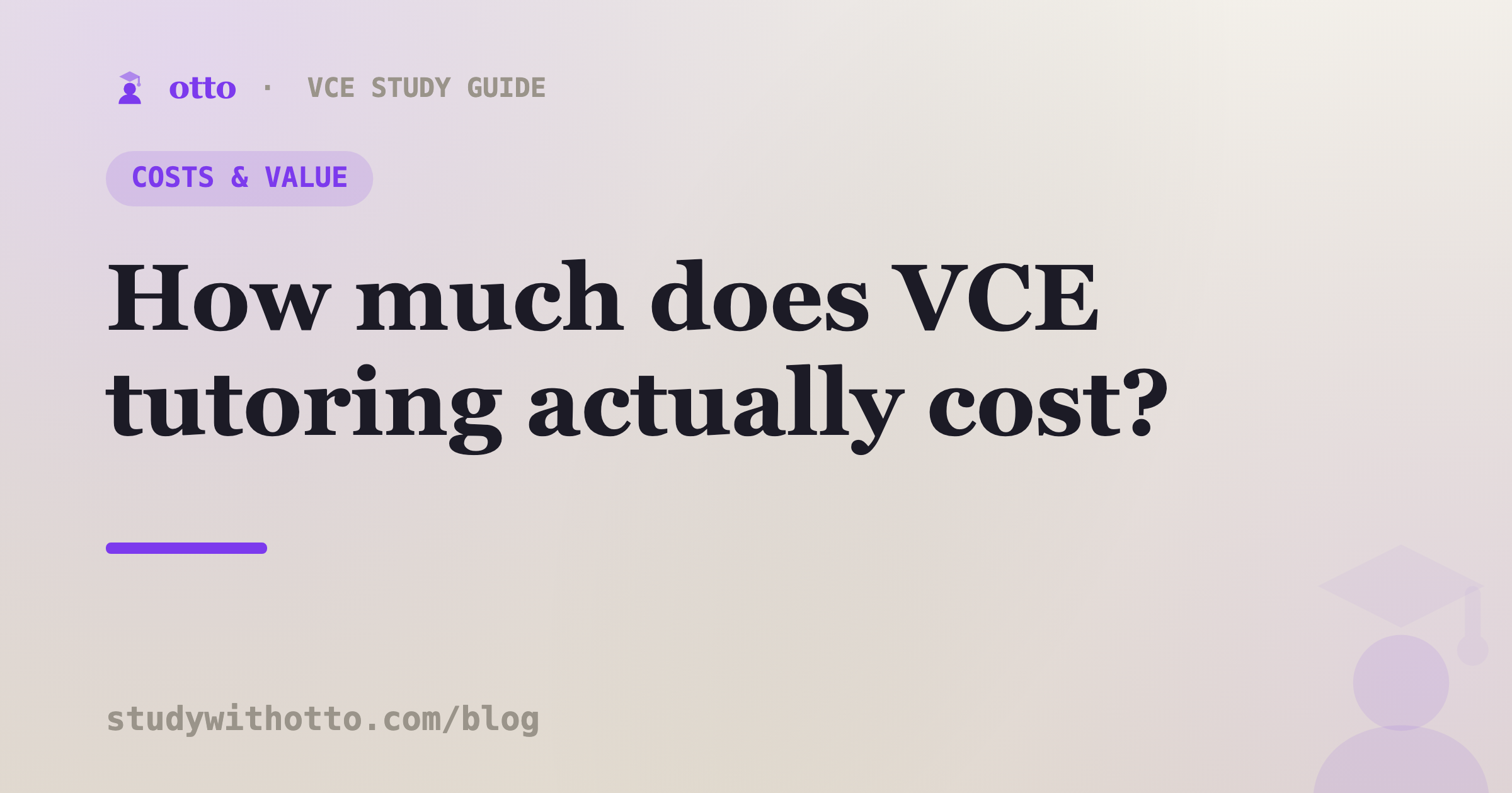 Illustration of VCE tutoring cost per hour with dollar signs on a cream background