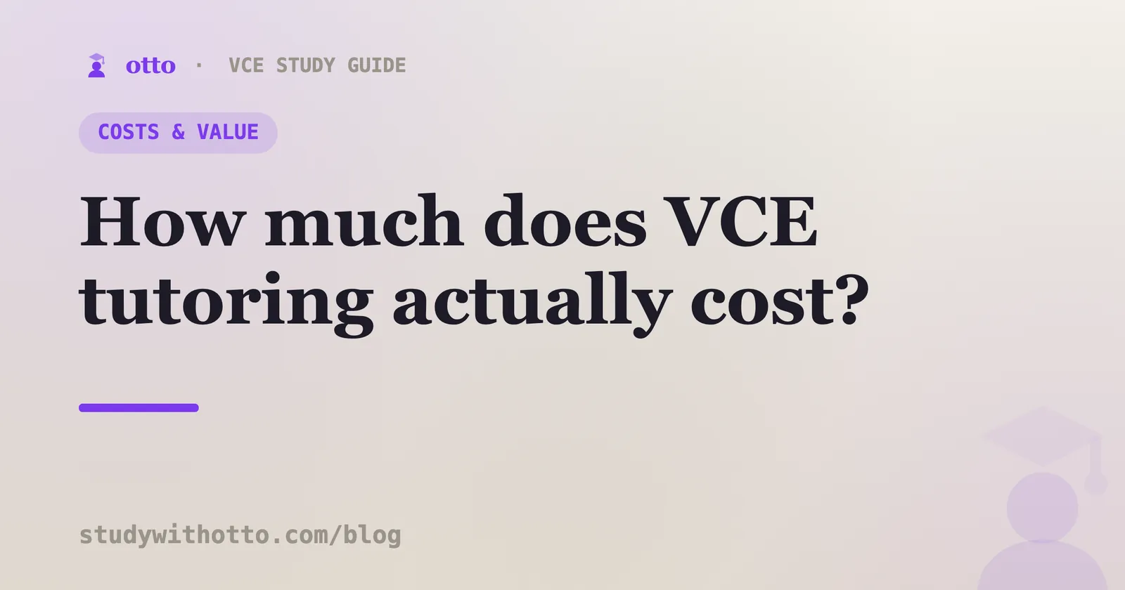 Illustration of VCE tutoring cost per hour with dollar signs on a cream background