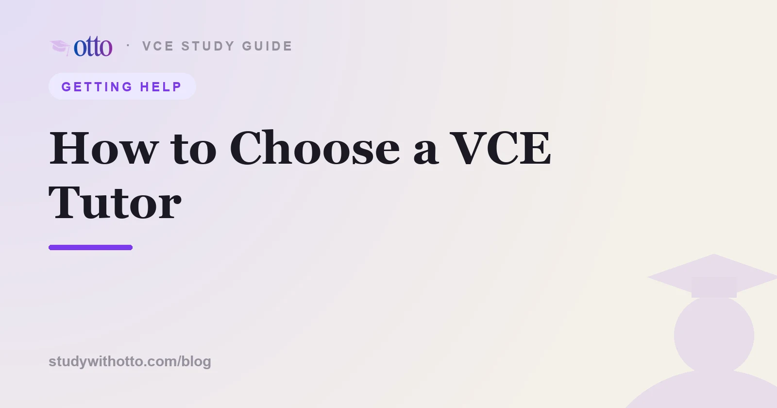 A student and tutor working through a VCE problem at a table, on a cream background