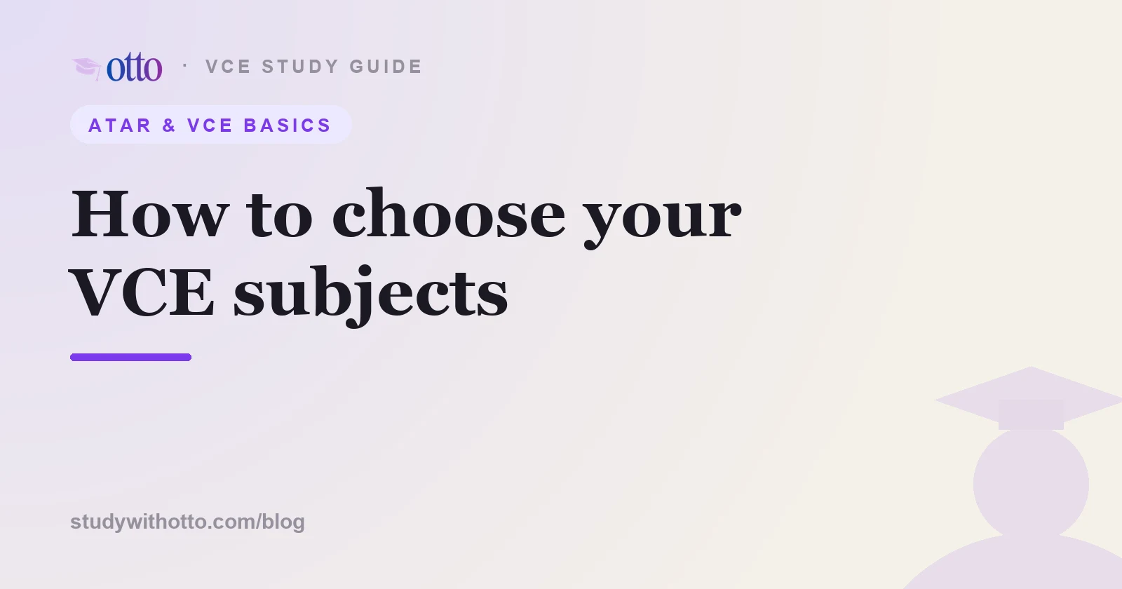 A checklist of VCE subjects with ticks, representing VCE subject selection, on a cream background