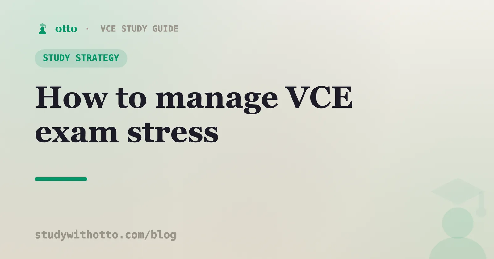 A calm study setup with a plant and planner representing managing VCE exam stress on a cream background