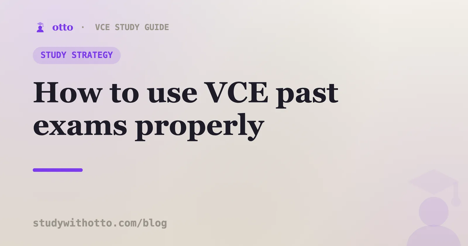 A stack of VCE past exam papers with a timer on a cream background
