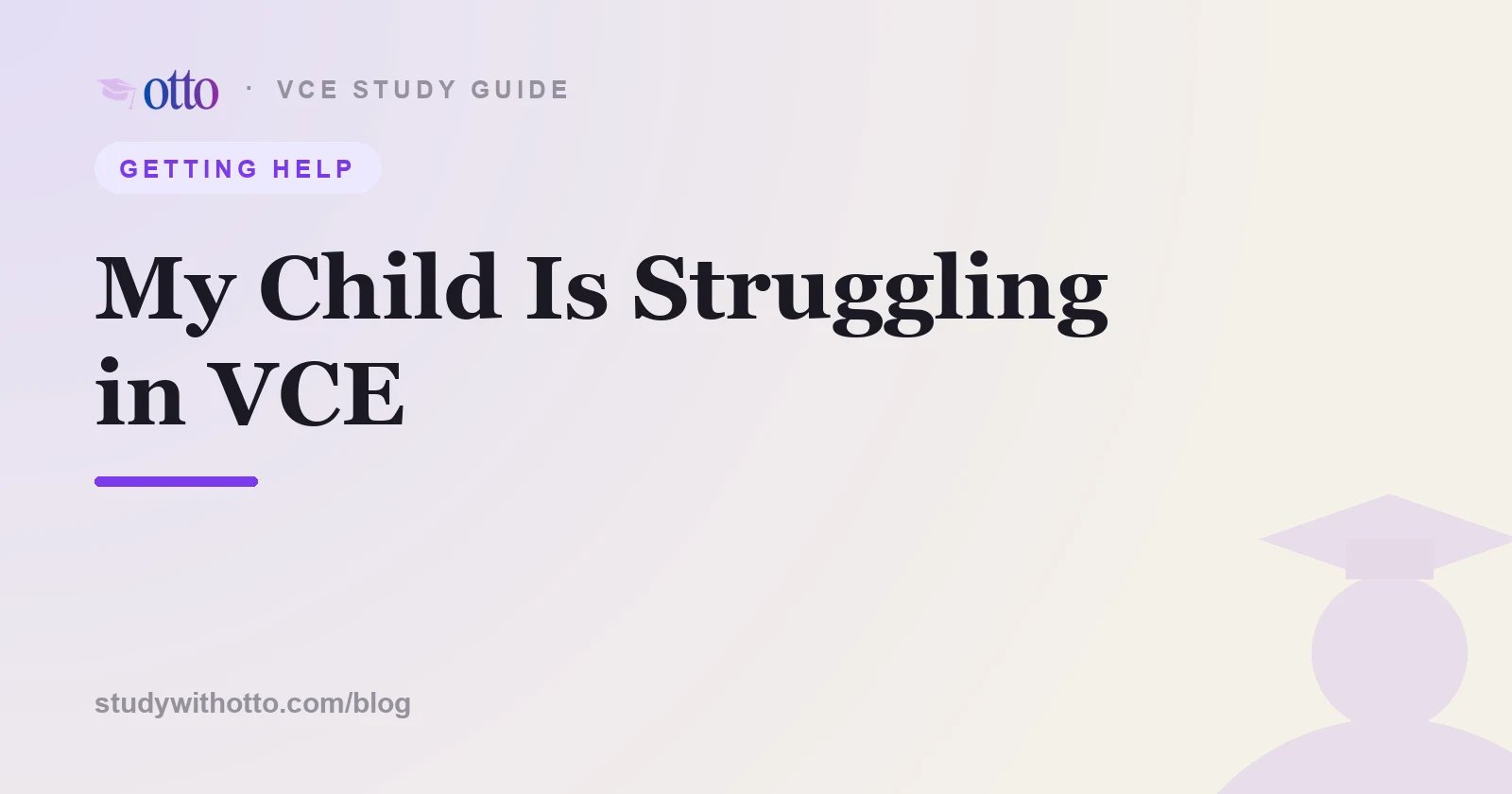 A parent calmly supporting a struggling VCE student, on a cream background