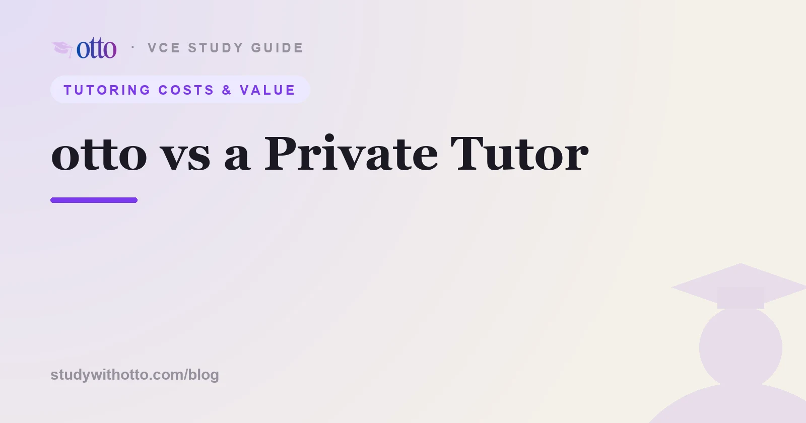 A side-by-side comparison of an AI study tool and a private tutor for VCE, on a cream background