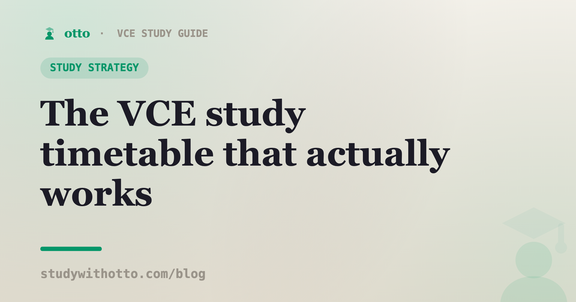 A weekly VCE study timetable laid out in a planner on a cream background