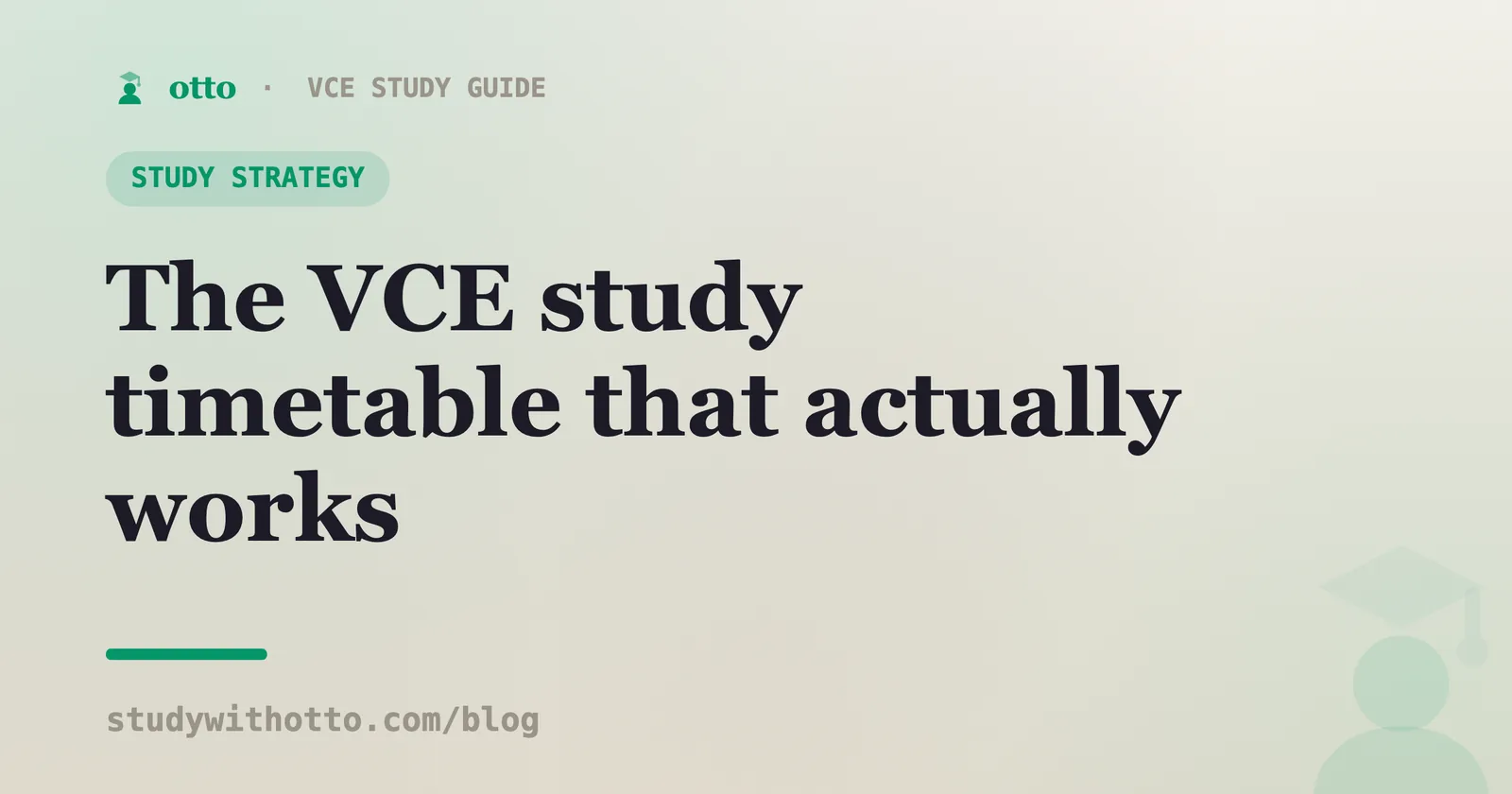 A weekly VCE study timetable laid out in a planner on a cream background