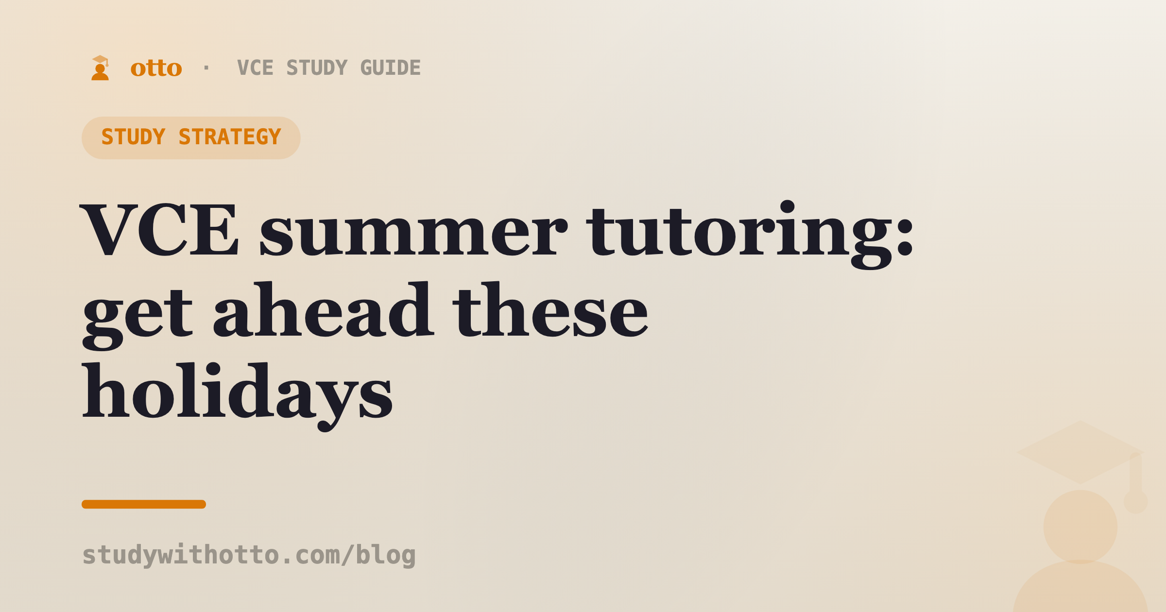 Summer study scene with a notebook and sun, representing VCE summer tutoring, on a cream background