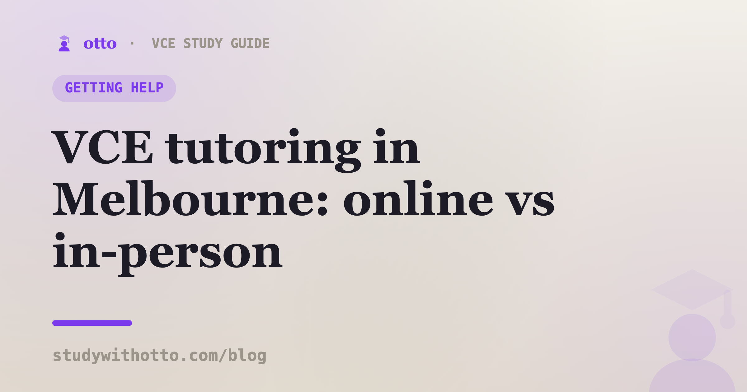 Map pin over Melbourne next to a laptop, representing in-person versus online VCE tutoring, on a cream background