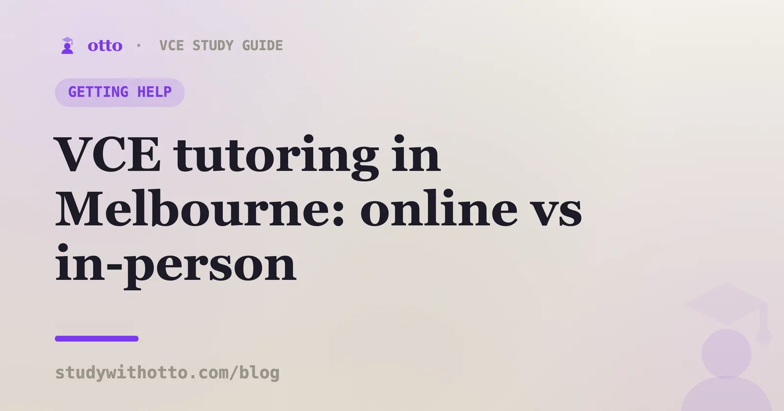 Map pin over Melbourne next to a laptop, representing in-person versus online VCE tutoring, on a cream background